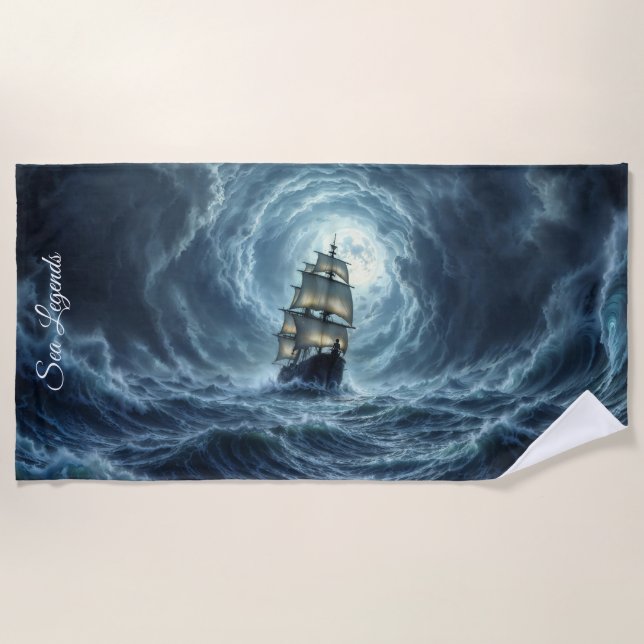 Toalla De Playa Epic tormenta barco de la aventura de la luna (Anverso)