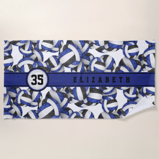 Toalla De Playa equipo azul de voleibol negro colores
