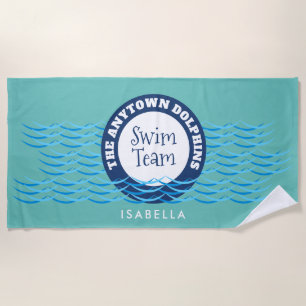 Toalla De Playa Equipo de natación de ondas de agua Verde azulado