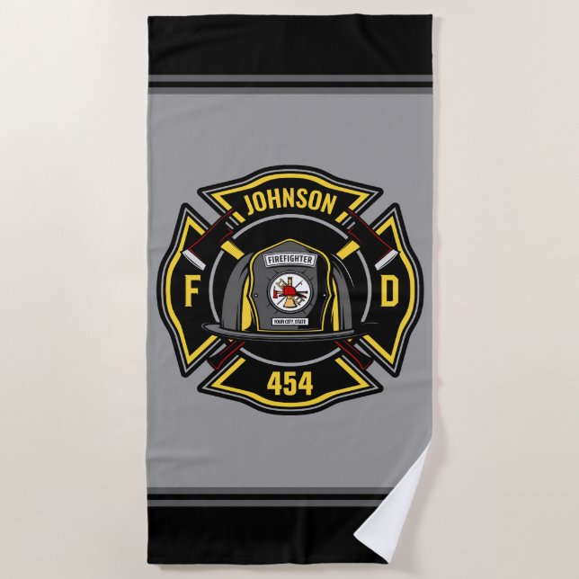 Toalla De Playa Equipo de rescate del Departamento de Bomberos (Anverso)