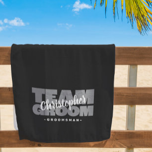 Toalla De Playa Equipo Groom Groomsman Boda Guay Retro Black Pool