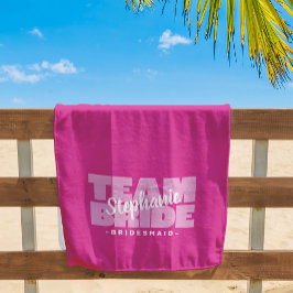 Toalla De Playa Equipo Novia Dama de Honor Boda Chic Rosa Retro Pi