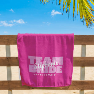 Toalla De Playa Equipo Novia Dama de Honor Boda Chic Rosa Retro Pi
