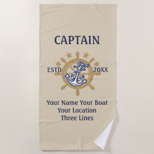 Toalla De Playa Equipo personalizado del capitán del capitán