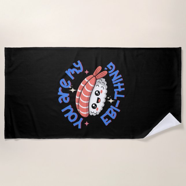 Toalla De Playa Eres mi Ebi-cosa texto azul Sushi (Anverso)