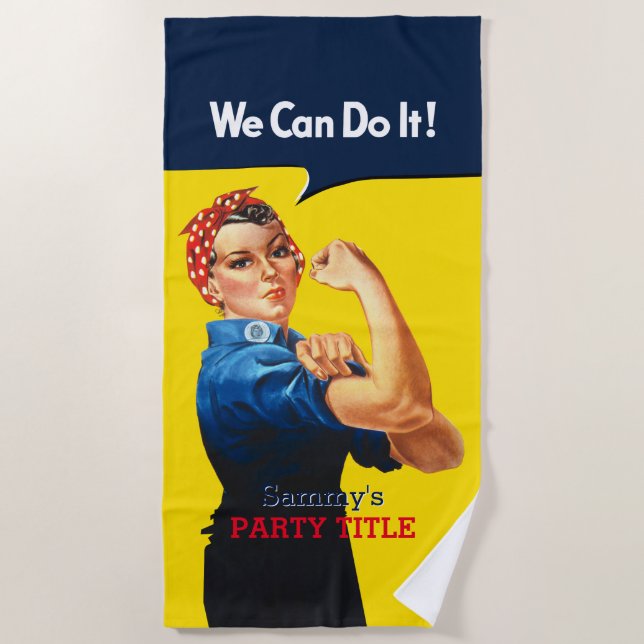 Toalla De Playa Es su personalizado Rosie que el fiesta (Anverso)