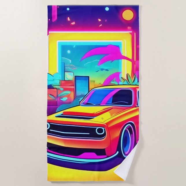 Toalla De Playa Escapar del coche de Neon Dream (Anverso)