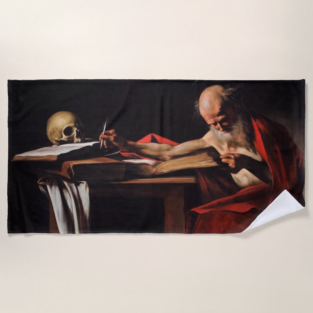 Toalla De Playa Escritura de Saint Jerome (por Caravaggio) (Anverso)
