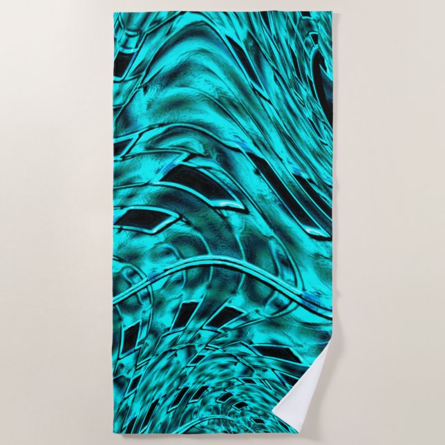 Toalla De Playa Escuadrones crocados reflejados en imágenes cian o (Anverso)