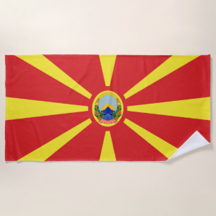 Toalla De Playa Escudo de armas de la bandera de Macedonia del Nor