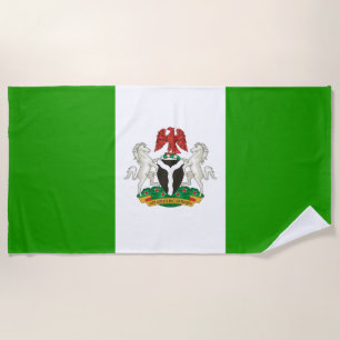 Toalla De Playa Escudo de armas de la bandera de Nigeria  