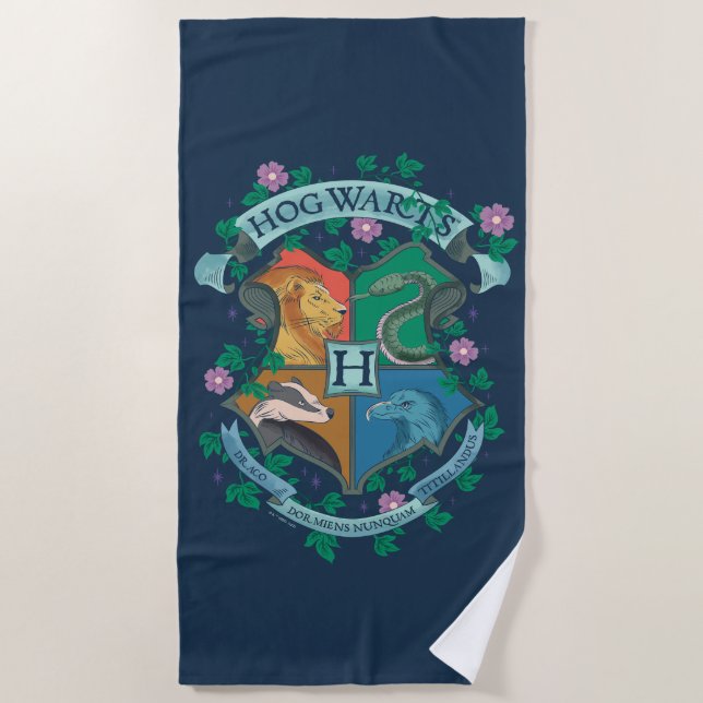 Toalla De Playa ESCUDO floral HOGWARTS™ (Anverso)