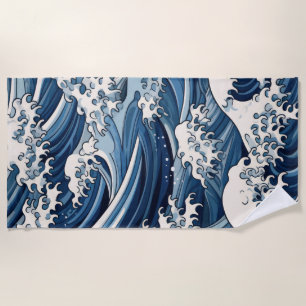 Toalla De Playa Escudos efímeros: Reimaginan las olas de Hokusai