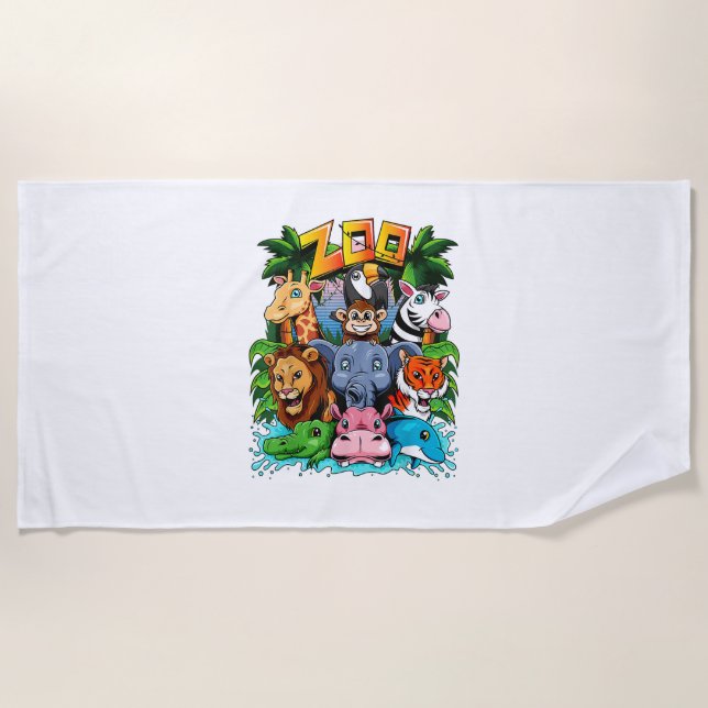 Toalla De Playa Escuela de maestros de Chicas de niños de zoológic (Anverso)