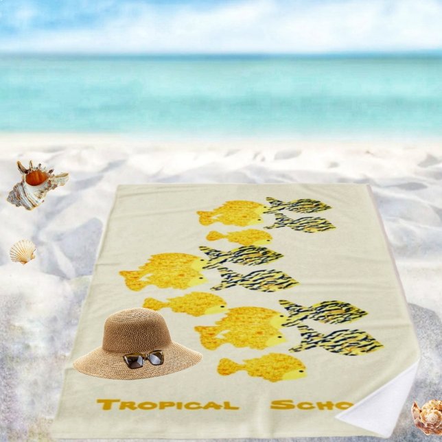 Toalla De Playa Escuela Tropical (It's okay to swim with these fishes, lying on this Tropical School Beach Towel!)
