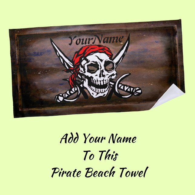 Toalla De Playa Espadas cruzadas de cráneo pirata - Añadir tu nomb (Subido por el creador)