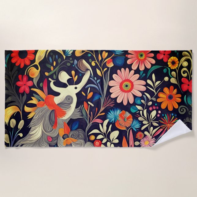 Toalla De Playa Espectacular patrón otomano colorido (Anverso)