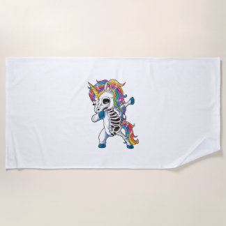 Toalla De Playa Esqueleto de Unicornio Dabbing Regalos de Hallowee