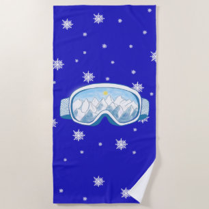 Toalla De Playa Esquiar Goggles, danza de copas de nieve