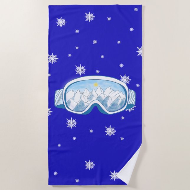 Toalla De Playa Esquiar Goggles, danza de copas de nieve (Anverso)