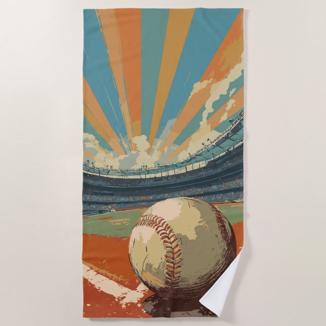 Toalla De Playa Estadio de béisbol Retro (Anverso)