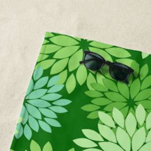 Toalla De Playa Estampa de kimono floral moderno, verde lima