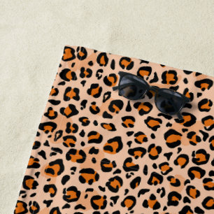 Toalla De Playa Estampado de leopardo naranja y marrón