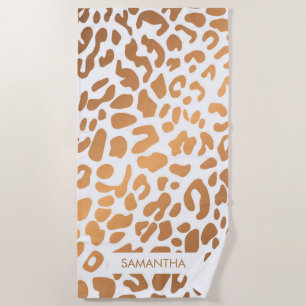 Toalla De Playa Estampado leopardo de oro