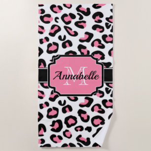 Toalla De Playa Estampado leopardo rosado