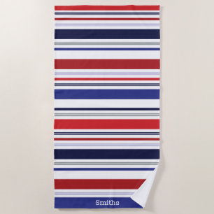 Toalla De Playa Estampilla azul blanca roja patriótica personaliza