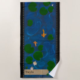 Toalla De Playa Estanque de Loto Personalizado