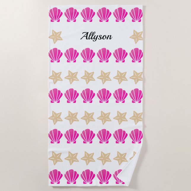 Toalla De Playa Estanques y Starfish, nombre de guión negro (Anverso)