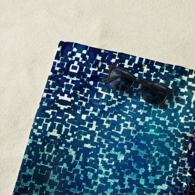 Toalla De Playa Estilo de mosaico azul neón sobre el cristal de ma (In situ)