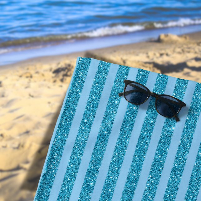 Toalla De Playa Estilo de rayas horizontales azul océano chic con  (Subido por el creador)