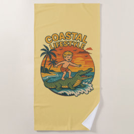Toalla De Playa Estilo de Vida Costero Arte Retro de Surf de Cocod
