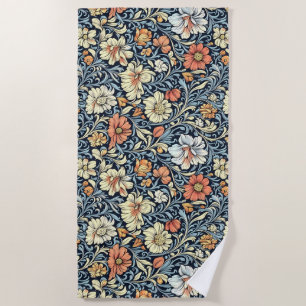 Toalla De Playa estilo floral de William Morris con patrón de acan