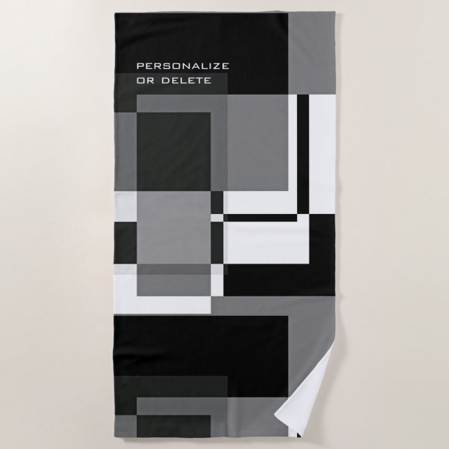 Toalla De Playa Estilo mondrino Resumen Patrón moderno Blanco negr (Anverso)