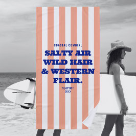 Toalla De Playa Estilo occidental de vaquera costera Raya de cabañ