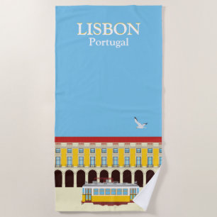 Toalla De Playa Estilo vintage del tranvía amarillo de Lisboa