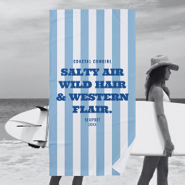 Toalla De Playa Estilo Western Vaquera Costera Raya de Cabana Azul