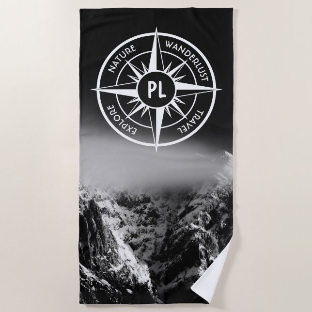 Toalla De Playa Estrella de brújula emblema monopólico montañas dr (Anverso)