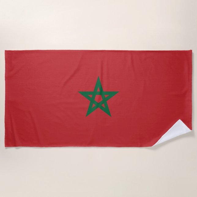 Toalla De Playa Estrella Verde (Bandera de Marruecos) (Anverso)