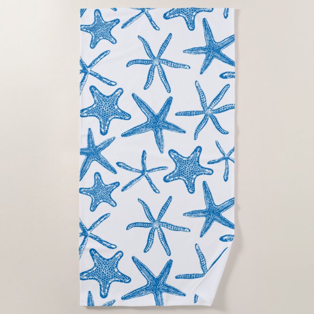 Toalla De Playa Estrellas de mar en azul (Anverso)