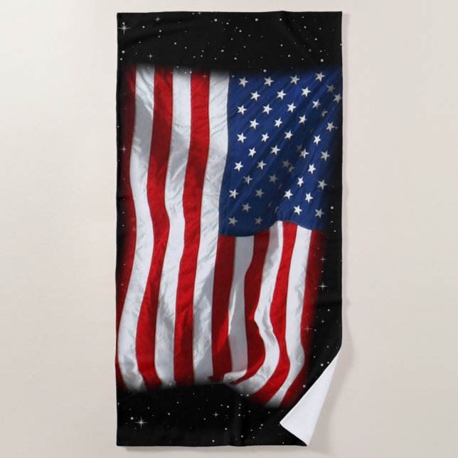 Toalla De Playa Estrellas y bandas Bandera Patriótica Estadouniden (Anverso)
