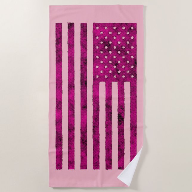 Toalla De Playa Estrellas y rayas de diseño de bandera de Estados  (Anverso)