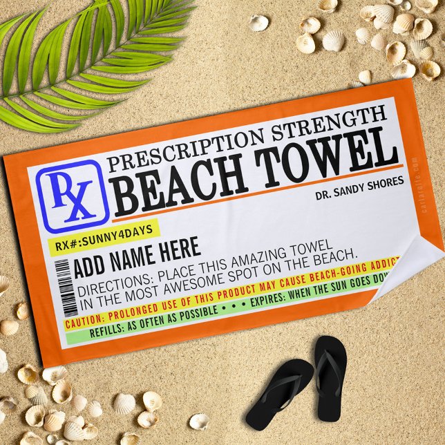 Toalla De Playa Etiqueta de prescripción divertida (Subido por el creador)