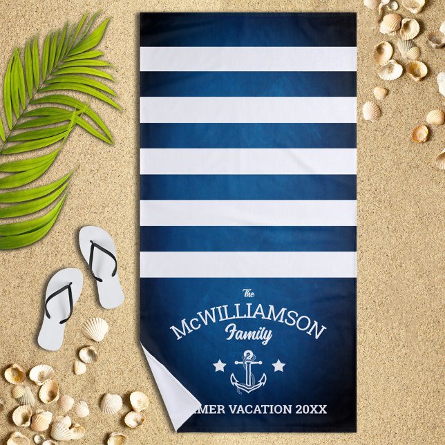 Toalla De Playa Evento de familia temática náutica azul de la Mari (Subido por el creador)