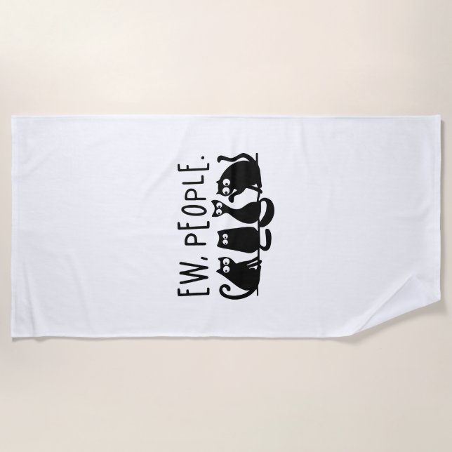 Toalla De Playa Ew People Funny Meowy Gatos Negros (Anverso)