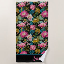 Toalla De Playa Exotic Floral Pattern Lush Tropical Foliage Name 