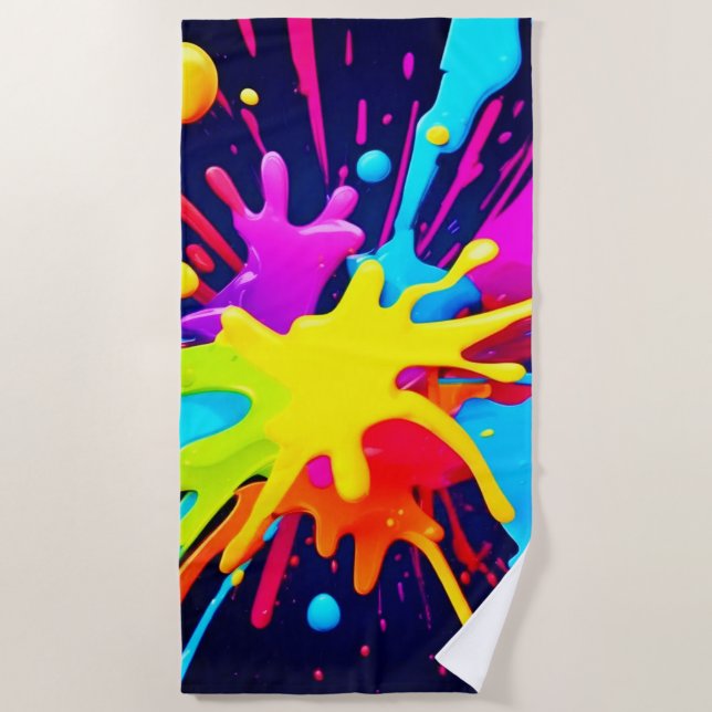 Toalla De Playa Explosión de pintura radiante (Anverso)